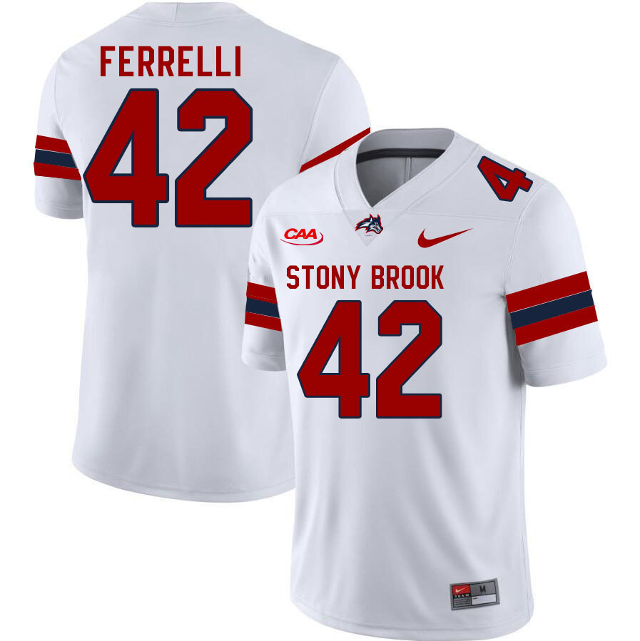 Stony Brook Seawolves #42 Anthony Ferrelli College Football Jerseys Stitched Sale-White